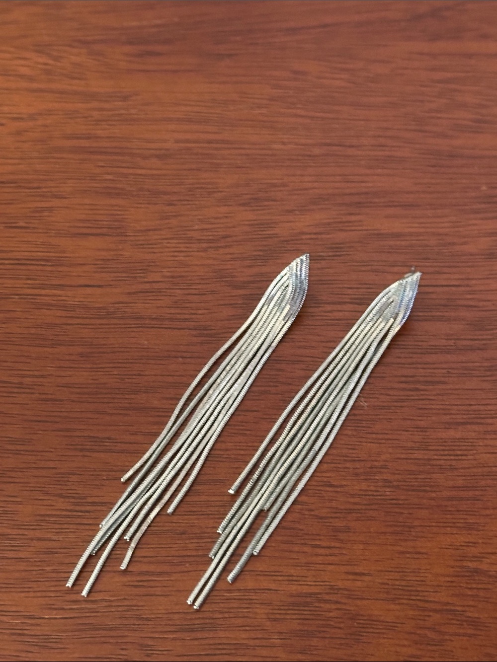 Fashion Jewelry Silver Multi-Strand Fringe Drop Earrings